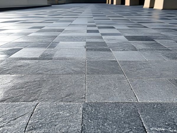 1×1 फ़ीट चेकर्ड सीमेंट टाइल — grey chequered floor and parking tiles